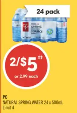 Shoppers Drug Mart PC NATURAL SPRING WATER offer