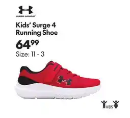 Sport Chek UNDER ARMOUR KIDS' SURGE 4 RUNNING SHOE offer