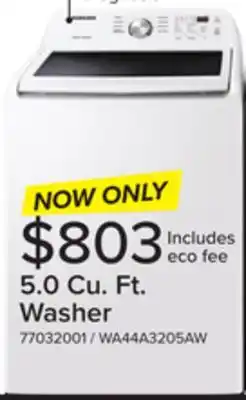 Leon's Samsung White Top Load Washer with ActiveWave Agitator (5.0 Cu.Ft) - WA44A3205AW/A4 offer