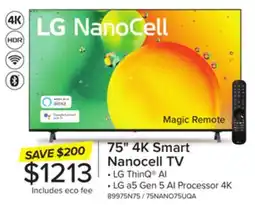 Leon's LG 75 4K NANO75 LED TruMotion 120 Smart TV with ThinQ AI - 75NANO75UQA offer