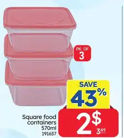 Rossy Square food containers offer