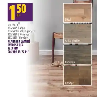 Gagnon - La Grande Quincaillerie PLANCHER LAMINÉ EVEREST AC4 12.3 MM COUVRE 19.77 PI2 offer