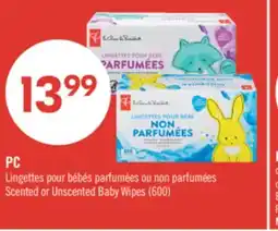 Pharmaprix PC Scented or Unscented Baby Wipes (600) offer