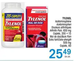 Uniprix TYLENOL Acétaminophène Acetaminophen/Douleurs arthritiques Arthritis Pain, 650 mg+, 15/Mal de dos/Back Pain/Extra fort/Extra- offer