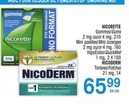 Uniprix NICORETTE Gommes/Gums 2 mg ou/or 4 mg, Mini pastilles/Mini lozenges 2 mg ou/or 4 mg, VapoÉclair/QuickMist 1 mg offer