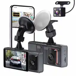 Walmart Dvkptbk 3 Channel Dash Cam Front and Rear Inside 1080P Dash Camera for Cars Dashcam Three Way Car Camera with Infrared Night offer