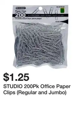 Dollarama STUDIO 200Pk Office Paper Clips (Regular and Jumbo) offer