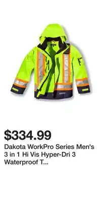 Mark's Dakota WorkPro Series Men's 3 in 1 Hi Vis Hyper-Dri 3 Waterproof T Max Jacket offer