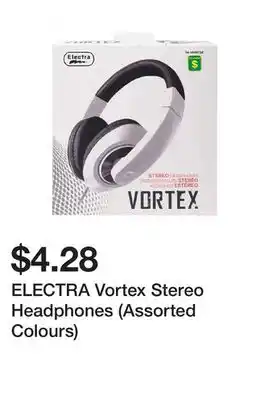 Dollarama ELECTRA Vortex Stereo Headphones (Assorted Colours) offer
