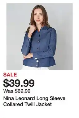 TSC Stores Nina Leonard Long Sleeve Collared Twill Jacket offer