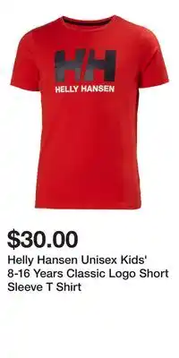 Mark's Helly Hansen Unisex Kids' 8-16 Years Classic Logo Short Sleeve T Shirt offer