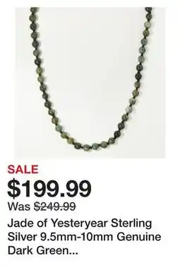 TSC Stores Jade of Yesteryear Sterling Silver 9.5mm-10mm Genuine Dark Green Jade Bead Necklace offer