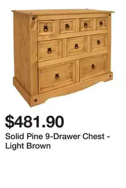 TSC Stores Solid Pine 9-Drawer Chest - Light Brown offer