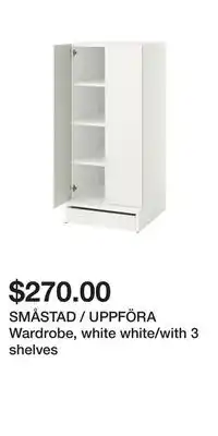 IKEA SMÅSTAD / UPPFÖRA Wardrobe, white white/with 3 shelves offer