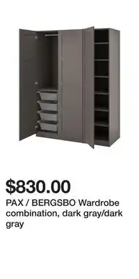 IKEA PAX / BERGSBO Wardrobe combination, dark gray/dark gray offer