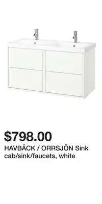 IKEA HAVBÄCK / ORRSJÖN Sink cab/sink/faucets, white offer