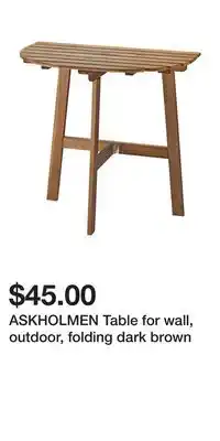 IKEA ASKHOLMEN Table for wall, outdoor, folding dark brown offer