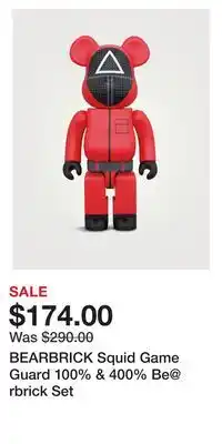 Holt Renfrew BEARBRICK Squid Game Guard 100% & 400% Be@rbrick Set offer