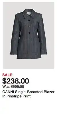 Holt Renfrew GANNI Single-Breasted Blazer In Pinstripe Print offer