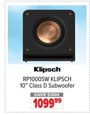 2001 Audio Video KLIPSCH 10 Class D Subwoofer offer