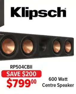 2001 Audio Video Klipsch 600 Watt Centre Speaker offer