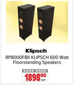 2001 Audio Video KLIPSCH 600 Watt Floorstanding Speakers offer