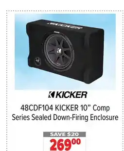2001 Audio Video KICKER 10 Comp Series Sealed Down-Firing Enclosure offer
