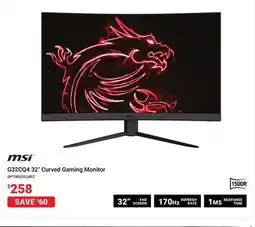 Visions Electronics msi G32CQ4 32 Curved Gaming Monitor offer