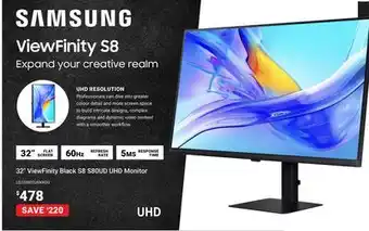 Visions Electronics Samsung 32 ViewFinity Black S8 S80UD UHD Monitor offer