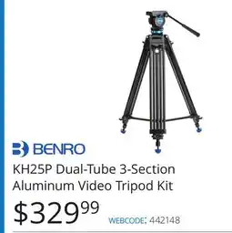 Vistek Benro KH25P Dual-Tube 3-Section Aluminum Video Tripod Kit offer