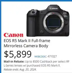Vistek Canon EOS R5 Mark II Full-frame Mirrorless Camera Body offer