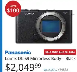 Vistek Panasonic Lumix DC-S9 Mirrorless Body-Black offer
