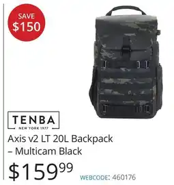 Vistek Tenba Axis v2 LT 20L Backpack-Multicam Black offer