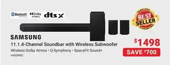 Visions Electronics SAMSUNG 11.1.4-Channel Soundbar with Wireless Subwoofer offer