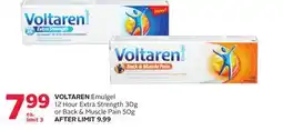 Rexall VOLTAREN Emulgel 12 Hour Extra Strength 30g or Back & Muscle Pain 50g offer