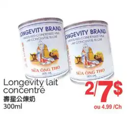 T&T Supermarket LONGEVITY LAIT CONCENTRE, 300 ML offer