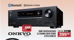 ONKYO HOME THEATER RECEIVER 5.2 CHANNEL DOLBY ATMOS & DTS:X HDMI 4K