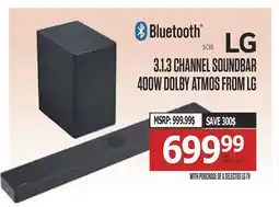 Centre Hi-Fi LG 3.1.3 CHANNEL SOUNDBAR 400W DOLBY ATMOS FROM LG offer