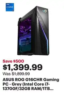 Best Buy ASUS ROG G16CHR Gaming PC - Grey (Intel Core i7-13700F/32GB RAM/1TB SSD/RTX 4060/Win 11) - Only at Best Buy offer