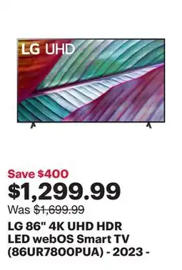 Best Buy LG 86 4K UHD HDR LED webOS Smart TV (86UR7800PUA) - 2023 - Black - Only at Best Buy offer