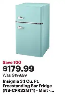 Best Buy Insignia 3.1 Cu. Ft. Freestanding Bar Fridge (NS-CFR32MT1) - Mint - Only at Best Buy offer