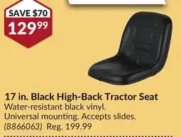 Princess Auto 17 in. Black High-Back Tractor Seat offer