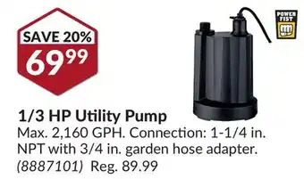 Princess Auto 1/3 HP Utility Pump offer