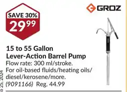 Princess Auto 15 to 55 Gallon Lever-Action Barrel Pump offer