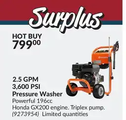 Princess Auto 2.5 GPM 3, 600 PSI Pressure Washer offer