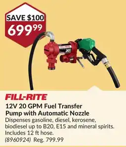 Princess Auto 12V 20 GPM Fuel Transfer Pump with Automatic Nozzle offer