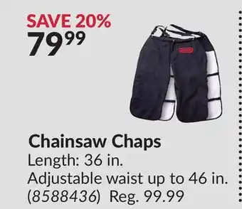 Princess Auto Chainsaw Chaps offer
