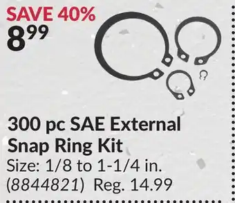 Princess Auto 300 pc SAE External Snap Ring Kit offer