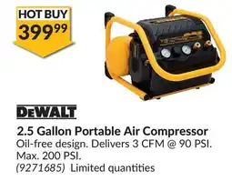 Princess Auto DeWalt 2.5 Gallon Portable Air Compressor offer