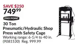 Princess Auto 30 Ton Pneumatic/Hydraulic Shop Press with Safety Cage offer